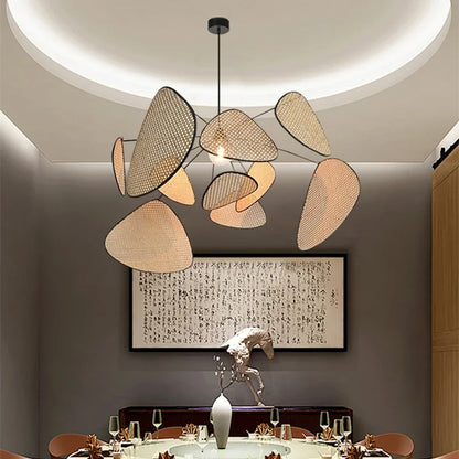 Franse Design Rieten Hanglamp – Moderne Rotan & Bamboe Kroonluchter – Voor Keuken, Woonkamer & Eetkamer