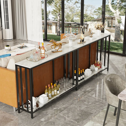 Moderne Console Tafel – 120 cm Sintered Stone Haltafel – Smalle Sidetable met Metalen Onderstel
