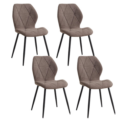 Set van 4 Gestoffeerde Eetkamerstoelen – Linnen Bekleding & Metalen Poten – Comfortabele Stoelen voor Eetkamer & Keuken