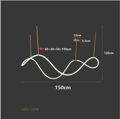 Moderne LED Plafondlamp – Langwerpige Design Kroonluchter – Dimbare Hanglamp voor Eetkamer, Keuken & Bar
