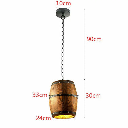 Vintage Houten Wijnvat Hanglamp – Industriële Plafondlamp – Voor Bar, Café & Restaurant