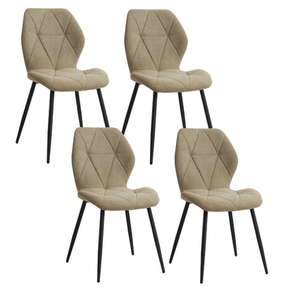 Set van 4 Gestoffeerde Eetkamerstoelen – Linnen Bekleding & Metalen Poten – Comfortabele Stoelen voor Eetkamer & Keuken
