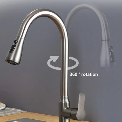 Flexibele Uittrekbare Keukenmengkraan – 360° Draaibaar – 2 Standen – Warm & Koud Water