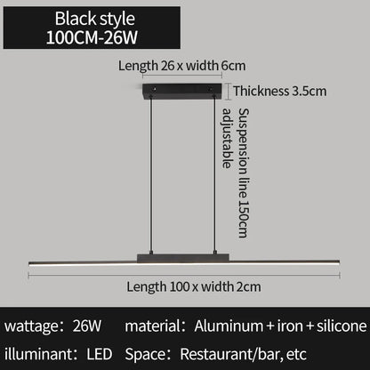 Moderne LED Hanglamp – Minimalistisch Langwerpig Design – Voor Eetkamer, Keuken & Woonkamer