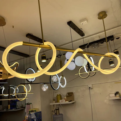 Moderne LED Plafondlamp – Langwerpige Design Kroonluchter – Dimbare Hanglamp voor Eetkamer, Keuken & Bar