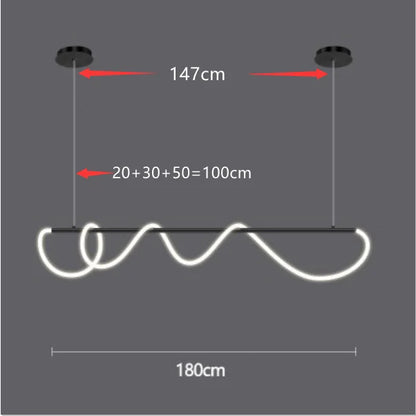 Moderne LED Plafondlamp – Langwerpige Design Kroonluchter – Dimbare Hanglamp voor Eetkamer, Keuken & Bar