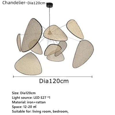 Franse Design Rieten Hanglamp – Moderne Rotan & Bamboe Kroonluchter – Voor Keuken, Woonkamer & Eetkamer