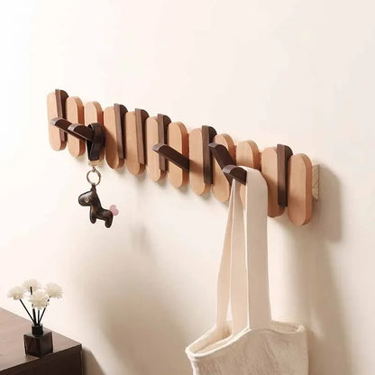 Luxe Wandkapstok van Walnoothout – Stijlvolle Houten Kledinghanger met 12 Haken – Voor Slaapkamer & Hal