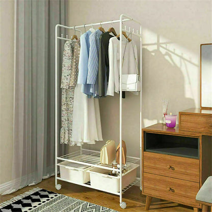 Metalen Kledingkast Organizer – Zwaar Belastbaar Kledingrek met Planken – Voor Kledingopslag & Garderobe