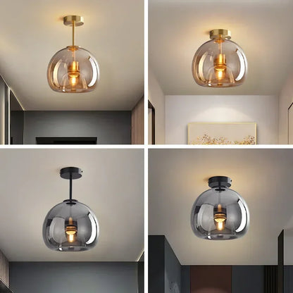 Moderne LED Plafondlamp – Scandinavisch Design met Cognac Glas | Minimalistische Plafondverlichting voor Woonkamer & Eetkamer