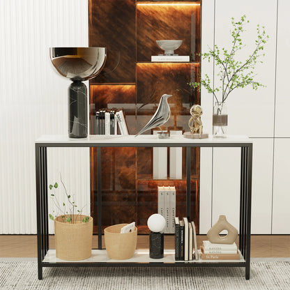 Moderne Console Tafel – 120 cm Sintered Stone Haltafel – Smalle Sidetable met Metalen Onderstel