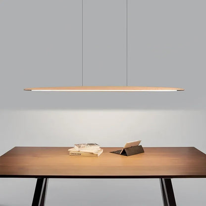 Houten LED Hanglamp – Langwerpige Plafondlamp – Modern Design voor Eettafel, Keuken & Kantoor