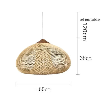 Japanse Rieten Hanglamp – Wabi-Sabi Stijl – Voor Woonkamer, Eetkamer & Keukeneiland