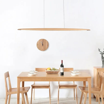 Houten LED Hanglamp – Langwerpige Plafondlamp – Modern Design voor Eettafel, Keuken & Kantoor