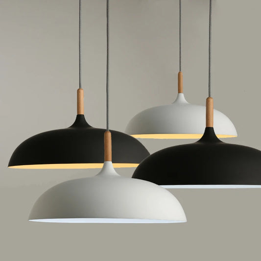 Minimalistische Moderne Hanglamp – Hout & Aluminium – E27 Fitting – Voor Woonkamer, Slaapkamer & Hotel