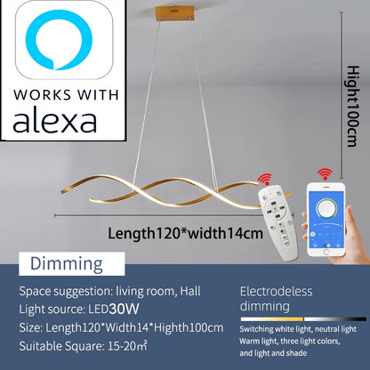 Moderne Slimme LED Kroonluchter – Dimbare Hanglamp – Compatibel met Alexa & Google Home