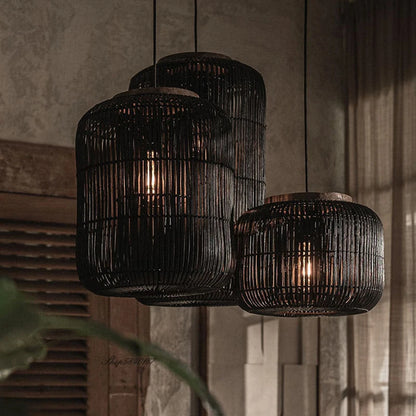 Japanse Rieten Hanglamp – Wabi-Sabi Stijl – Voor Woonkamer, Eetkamer & Keukeneiland