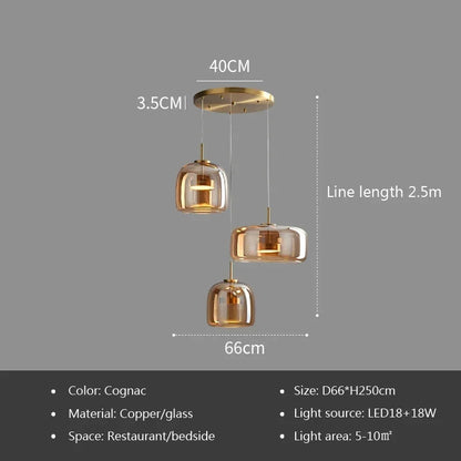 Luxe Glazen Hanglamp – Moderne LED Plafondlamp – Voor Slaapkamer, Woonkamer & Hotel
