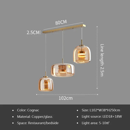 Luxe Glazen Hanglamp – Moderne LED Plafondlamp – Voor Slaapkamer, Woonkamer & Hotel
