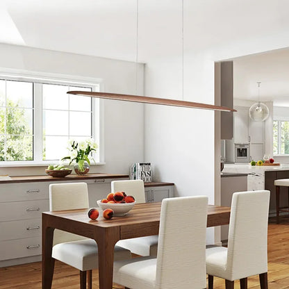 Houten LED Hanglamp – Langwerpige Plafondlamp – Modern Design voor Eettafel, Keuken & Kantoor