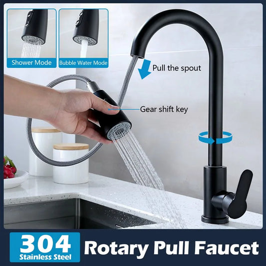 Flexibele Uittrekbare Keukenmengkraan – 360° Draaibaar – 2 Standen – Warm & Koud Water