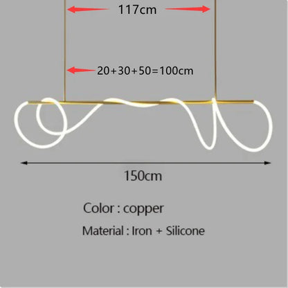 Moderne LED Plafondlamp – Langwerpige Design Kroonluchter – Dimbare Hanglamp voor Eetkamer, Keuken & Bar