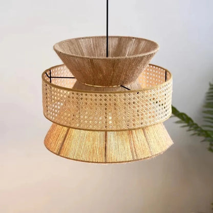Vintage Wabi-Sabi Hanglamp – Handgemaakte Henneptouw Kroonluchter – Voor Restaurant, Café & Woonkamer