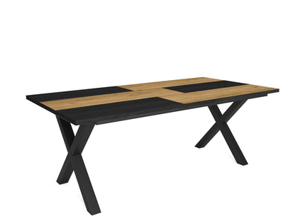 Nordicz Stål eetkamertafel eikenhout x poot mat zwart - Design Meubelz