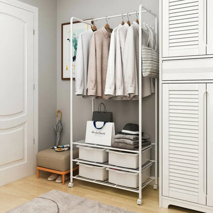 Metalen Kledingkast Organizer – Zwaar Belastbaar Kledingrek met Planken – Voor Kledingopslag & Garderobe