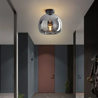 Moderne LED Plafondlamp – Scandinavisch Design met Cognac Glas | Minimalistische Plafondverlichting voor Woonkamer & Eetkamer