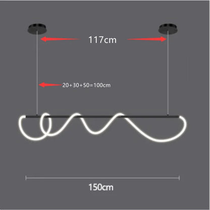 Moderne LED Plafondlamp – Langwerpige Design Kroonluchter – Dimbare Hanglamp voor Eetkamer, Keuken & Bar