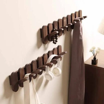 Luxe Wandkapstok van Walnoothout – Stijlvolle Houten Kledinghanger met 12 Haken – Voor Slaapkamer & Hal