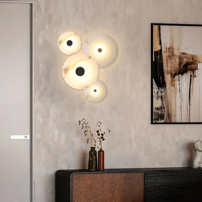 Moderne Marmeren LED Wandlamp – Luxe Alabaster Sfeerverlichting – Voor Slaapkamer, Trap & Woonkamer