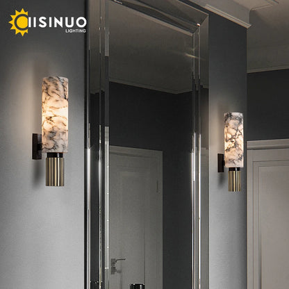 Luxe Natuurmarmeren Wandlamp – E27 Bedlamp Wandarmatuur voor Woonkamer, Slaapkamer & Gang