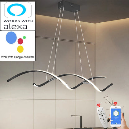 Moderne Slimme LED Kroonluchter – Dimbare Hanglamp – Compatibel met Alexa & Google Home