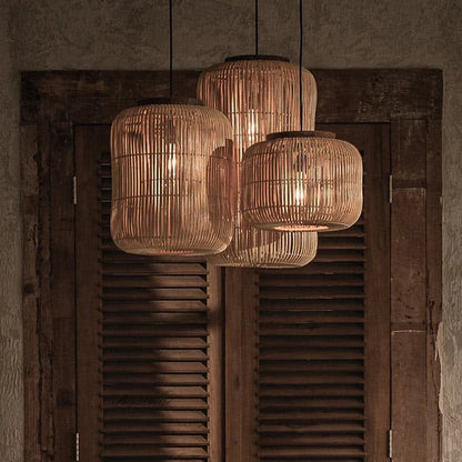 Japanse Rieten Hanglamp – Wabi-Sabi Stijl – Voor Woonkamer, Eetkamer & Keukeneiland