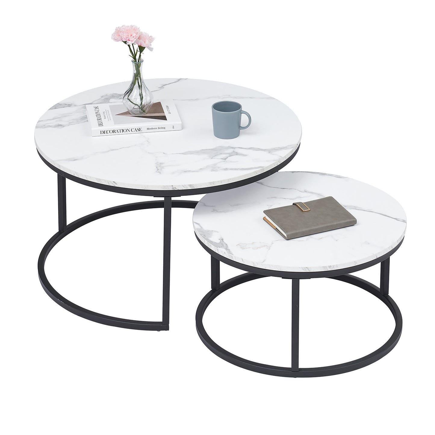 Marmeren salontafel set 2 stuks - Design Meubelz