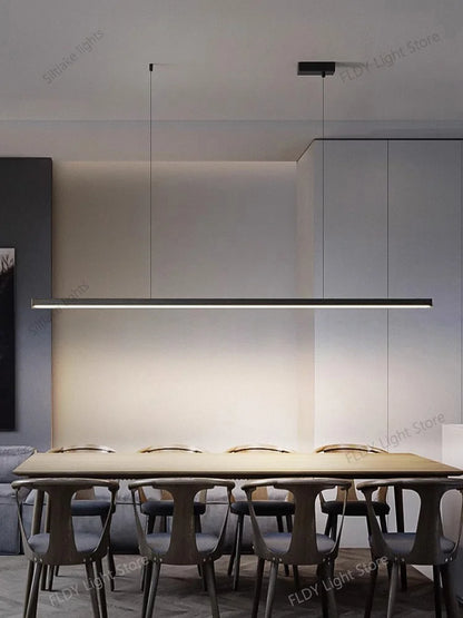Nordic Minimalistische LED Hanglamp – Strakke Zwarte Kroonluchter – Voor Keuken, Eetkamer, Bar & Kantoor