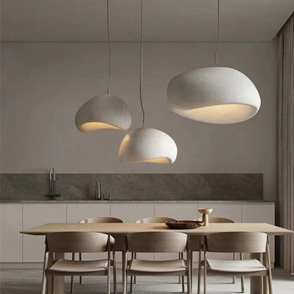 Japanse Wabi-Sabi LED Hanglamp – Minimalistische Handgemaakte Plafondlamp – Voor Eetkamer, Woonkamer & Slaapkamer