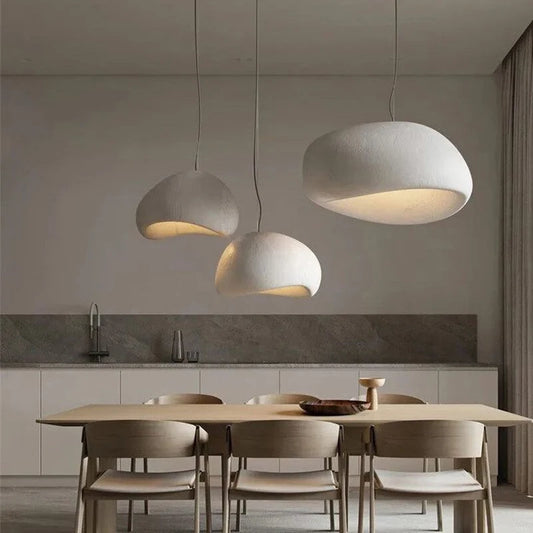 Japanse Wabi-Sabi LED Hanglamp – Minimalistische Handgemaakte Plafondlamp – Voor Eetkamer, Woonkamer & Slaapkamer