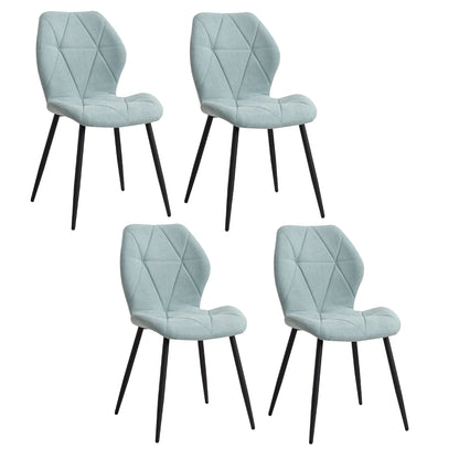 Set van 4 Gestoffeerde Eetkamerstoelen – Linnen Bekleding & Metalen Poten – Comfortabele Stoelen voor Eetkamer & Keuken