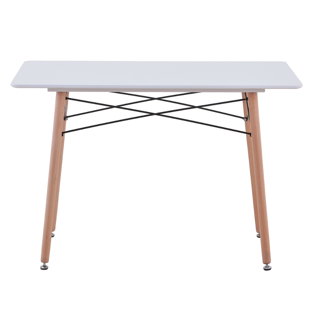 Nordicz Trä rechthoekige eettafel houten onderstel wit - Design Meubelz