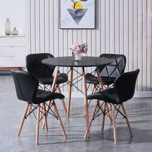 Nordicz Trä ronde eettafel houten onderstel zwart - Design Meubelz