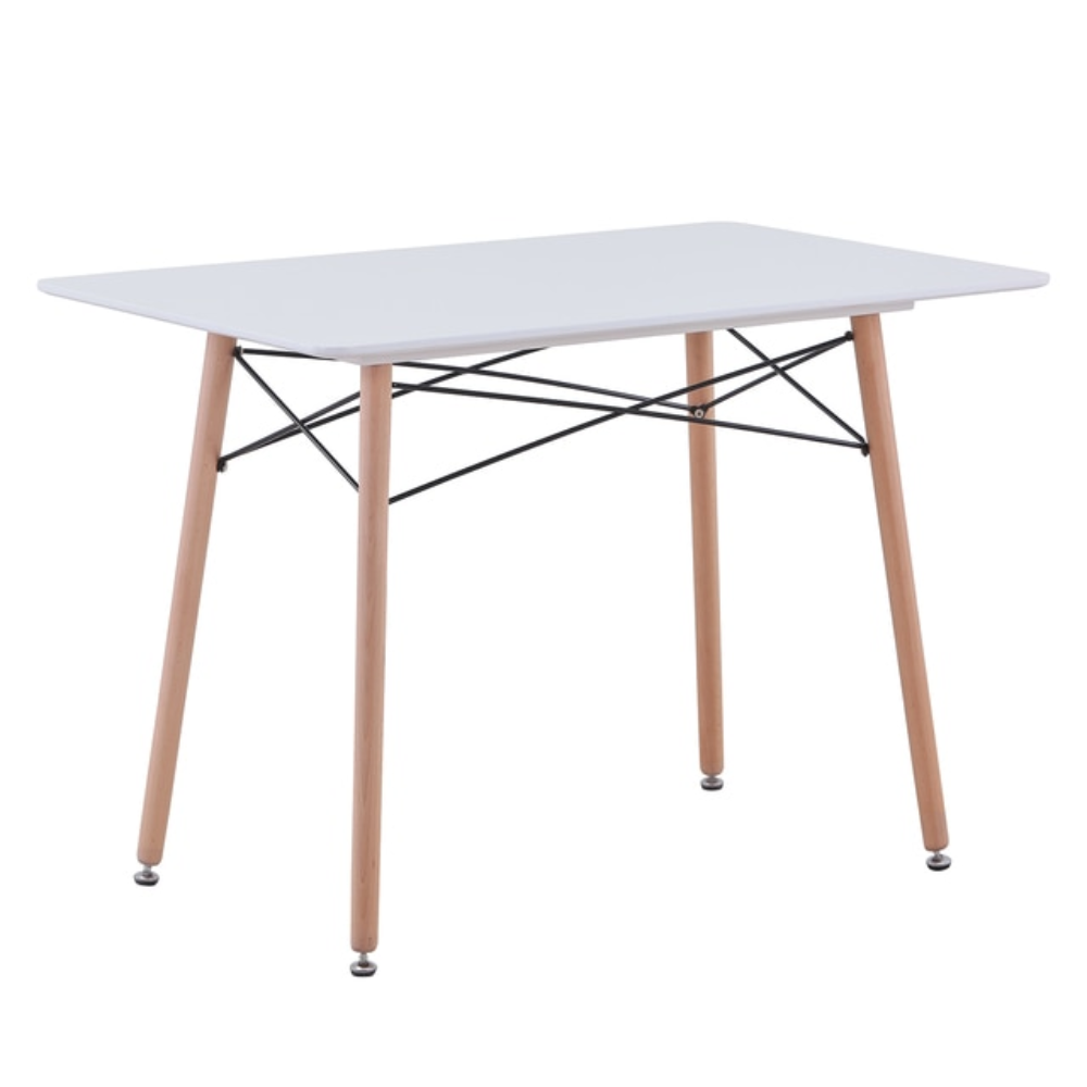 Nordicz Trä rechthoekige eettafel houten onderstel wit - Design Meubelz
