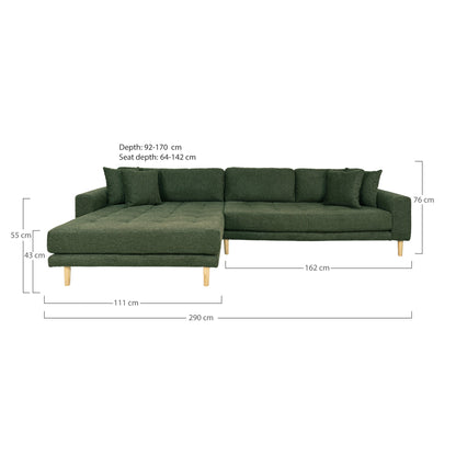 Lido Bank Bank Met Chaise Longue Links Gericht 4 Kussens Groen. - Design Meubelz