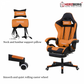 Herzberg 8081: gaming- en bureaustoel met intrekbare voetensteun oranje - Design Meubelz