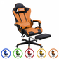 Herzberg 8081: gaming- en bureaustoel met intrekbare voetensteun geel - Design Meubelz