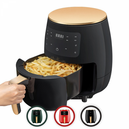 Cheffinger CF-AFRY4.5: 1400W Digitale LED Airfryer - 4,5 Liter Rood - Design Meubelz