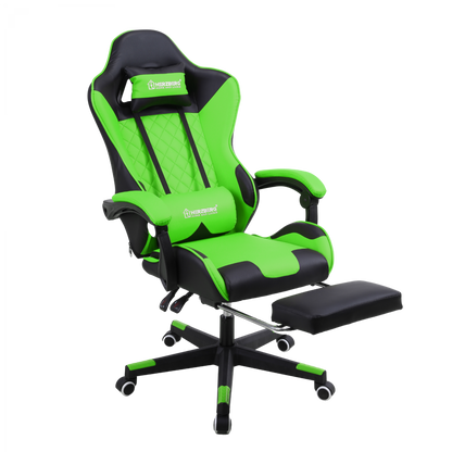 Herzberg 8081: Gaming- en bureaustoel met intrekbare voetensteun groen - Design Meubelz