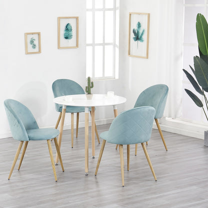 Nordicz Fluwelen eetkamerstoelen set houten onderstel groen - Design Meubelz